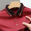 Polos masculinos de alta qualidade luxo mulberry seda polo camisa para homens 2023 outono moda respirável lapela botão t-shirt manga longa ropa hombre