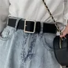 Ceintures carrées Chic luxe en cuir PU femme pour jean ceinture ceinture dames boucle marque sangle noir