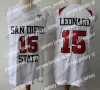 Custom College Basketball Naleje NCAA SDSU #15 Leonard Retro Kawhi Jersey Lower Merion #33 Bryant Vintage La Shirt Leeds 34 Barkley San Diego