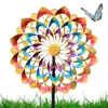 Decorações de jardim colorido flor de metal moinho de vento jardinagem giradores harlow girando sinos ferro arte pátio gramado decoração gd04
