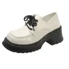 Dress Shoes British Style Small Leather 2023 Fashion Spring And Autumn Thick Bottom Black Heel Increased Comfortable