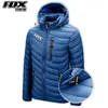 Kurtki rowerowe męskie kurtki termiczna zimowa drużyna z kapturem ciepły płaszcz Outdoer Windbreaker Mountain Rower Cothing MTB Down Jackets 231021