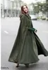 KAPE KAPE VINTER Fashion Women Single Button Hooded Coat Hooded Cloak Hooded Cape Medieval Costumes Ponchos X-Long Grey Green Black Blue 231023