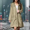 Women's Jackets Winter Coat Jacket For Womens Dot Printed Rain With Hood Lightweight Long Sleeve Zip Up Drawstring Raincoat Pockets