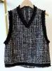 Women's Sweaters 2023 Early Autumn Winter V-neck Tweed Fringed Women Sleeveless Pullover Vest / Shorts