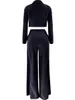 Women's Suits Blazers Women s Elegant 2 Piece Blazer Set with Buttoned Lapel Crop Blazer Coat and Wide Leg Pants Trousers - Perfect Suiting for231023