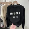 İtalya Tide Miui Miui Üst Lüks Kadın Sweaters Tasarımcısı Klasik Tasarım Giysileri Hoodie Örgü Sweater Sıcak hırka uzun kollu Kaşmir Mm Siyah Beyaz