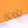 2023 Luxury Big Gold Hoop Earrings for Lady Women 4cm Orrous Girls Ears Studsセットデザイナージュエリーイヤリングバレンタインデーギフトエンゲージメント