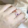 Cluster Rings Creative Hollow Colorful Flower Bird Amethyst Champagne Full Diamond Couple Ring for Women Zircon Wedding Bride Gift Jewelry