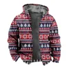 メンズジャケットメンジャケットカーディガン醜いクリスマスツリーギフトフェスティバルプリントスノーシックアウトドアフリース冬のカジュアルストリートウェアユニセックス