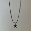 Pendentif Colliers Pentagram Star Collier Minimaliste Hip Hop Perles Chaînes Pour Femmes Egirls Y2K Bijoux De Mode Coréen Cool Style