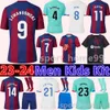 Nieuwe 23 24 LEWANDOWSKI FERRAN Voetbalshirts ANSU FATI RAPHINHA JOAO FELIX 2023 2024 PEDRI GAVI F. DE JONG barcelona thuis weg 3e voetbalshirt Heren kindertenue uniform