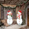 2PC/Set Świąteczne Święta Snowman Dekoracja znaku, ozdoby na zewnątrz Snowman Ornament z metalowym stakiem, świąteczne zimowe dekoracje ogrodowe na świeżym powietrzu