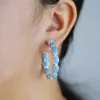 New Arrival Blue Turquoise with Mini Zircon Hoop Earrings Paved Full White Cubic Zirconia Fashion Hip Hop Women Lady Festival Gift Jewelry