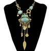 Pendant Necklaces India Style Gypsy Statement Vintage Long Resin Beads Necklace Ethnic Jewelry Boho Tribal Collar Tibet