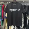 Purple Brand Heavy 23SS Summer Vintage Letters Printed T Shirt Loose Oversized Hip Hop Unisex Short Sleeve Tees Tshirt