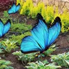 Садовые украшения, реалистичный вид, яркий цвет, декор «сделай сам», двор, синяя статуя бабочки, вставка, знак