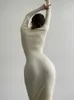 Urban sexy jurken XIZOU gebreide witte jurk coltrui lange mouw bodycon herfst winter elegante feestavond zwart voor dames 231023