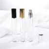 Perfume Bottle 10pcslot 10ml Transparent Glass perfume Spray Bottle Sample Glass Vials Portable Mini Perfume Atomizer Gold Silver Cap 231021