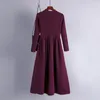 Casual Dresses 2023 Autumn Winter Solid Knit Long Dress Women Slim O-hals Bodycon Robe Sweater Office Lady Thick Maix