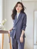 Calças femininas de duas peças roxo cinza preto senhoras pant terno mulheres feminino único breasted formal blazer e calças trabalho wear 2 conjunto com