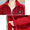 Women's Jackets Autumn And Winter Sequins Coats For Woman Stand Collar Tops 2023 Casual Slim Short Red Baseball Jacket Outwear