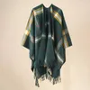 Women's Cape 36 Gradient Colors Shawl Capes Printed Plaid Cardigan Loose Poncho Blanket Women Faux Cashmere Cloak Big Pendulum Out Streetwear 231023