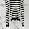 Maglioni da donna 2023 Moda donna Stripe O-Collo Manica lunga Pullover Runway Casual Morbido maglione elastico Maglieria Lady Office