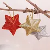 Christmas Decorations 6 30PCS Pentagram Hanging Pendant Silver Gold Glitter Star Xmas Tree Ornament Festive Wedding Party Home Decoration 231023