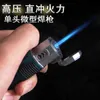 Inflatable Lighter Personalized High Temperature Small Welding Gun Blue Flame Cigar Moxibustion Spray Gun Three End Direct Charge Fixed Fire