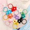 Keychains Korean Fashion Small Candy Flower Keychain For Women Girl Bell Key Ring Car Bag Charms Pendant Party Jewelry Gifts