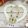 Wedding Jewelry Sets Sunspicems Morocco Bride Jewelry Sets Beads Choker Necklace Long Drop Earring For Women Arabic Woven Artificial Pearl Necklace 231021