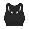 Yoga Outfit Effen Kleur Fitness Sportbeha Uitsparing Vest Dames Crop Top Lingerie Met Borstkussen Hoge Ondersteuning Gym Sportkleding