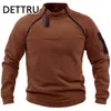 Mens Hoodies Sweatshirts Streetwear Military Sweatshirt Fleece Winter Zipper Pullover Fashion Solid Color Loose Lamb Thick Jacket Men Clothing 231021