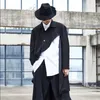 남자 트렌치 코트 남자 조조 원래 디자인 미드 길이 코트 헤어 스타일리스트 두꺼운 바람개비 청소년 흑인 성격 무대 의상