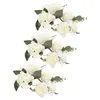 Decorative Flowers 3Pcs Artificial Flower Ring Rose Wreath Tea Light Wedding Table Centerpiece