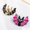 Pins Brooches Wholesale Womens Fashion Natural Insect Animal Lovely Alloy Rhinestone Bat Brooch Pins Women/Man Party Wear Drop Delive Dhfnl