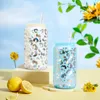 Holographic Glitter Leopard 16oz Glass Cups Mason Tumbler Juice Jar Iced Beverage Smoothie Drinking Beer Can Glasses Cup Coffee Mugs With Plastic Lids And Straws
