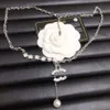 20 Style high-end hänge halsband kvinnor halsband 18k guldpläterad silver titan stålkedja designer varumärke kristall pärla bröllop smycken gåvor