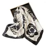 Lenços Camélia Flor Impressão De Seda Cetim Lenço Mulheres Faixa De Cabelo 70cm Quadrado Bandana Pescoço Gravata Xaile Hijab Bag