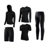 Ensembles de course 5 pièces/ensemble costumes de sport de Compression collants de basket-ball à séchage rapide pour hommes vêtements de sport de Fitness vêtements d'entraînement de Jogging