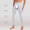 Men's Thermal Underwear Open Crotch Long Johns -Keeping Pants Cotton Thin Leggings Trendy Tight Cotton-Woolen Trouser