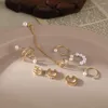 Ryggar örhängen mode gyllene öronklipp smycken set för kvinnor charm pärla manschett tofs icke-piercing kvinnlig och tjej enkel tillbehör