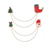 دبابيس عيد الميلاد مجوهرات الأزياء للسيدات سانتا كلوز وملابس الجرس الشجرة معلقة إكسسوارات بروش هدية