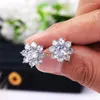 Ohrstecker CAOSHI Niedliches Mädchen Blumenförmiges Ohr Brillanter Kristall Piercing Elegante Dame Verlobungszubehör Romantischer Schmuck