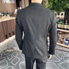 S-7XL (chaqueta + chaleco + pantalones) traje de negocios formal para hombre de marca vestido de fiesta de boda de tres piezas para novio color sólido a cuadros 231023