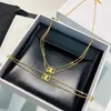 Luxury Designer Necklace Choker Chain 18K Gold Plated Brass Copper Crystal Letters Pendant Necklaces For Women Fashion Wedding