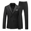 Men's Suits 2023 Plus Size Double Breasted Solid Color Suit Business Fashion And Leisure Two Pieces