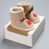 Botas dos desenhos animados do bebê botas de natal rena sapatos primeiro walker macio quente inverno meninos meninas botas de neve para o ano