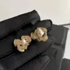 C Brand Jewelry Noble Earrings Flower Pattern 18K Gold Best Birthday Gift